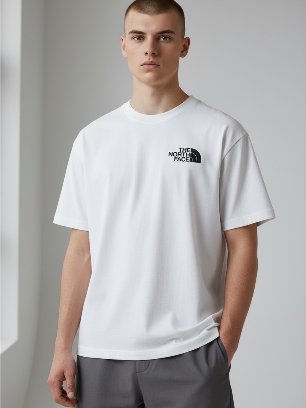 Men's The North Face Crew Neck Boxy Tee White T-Shirt Size M